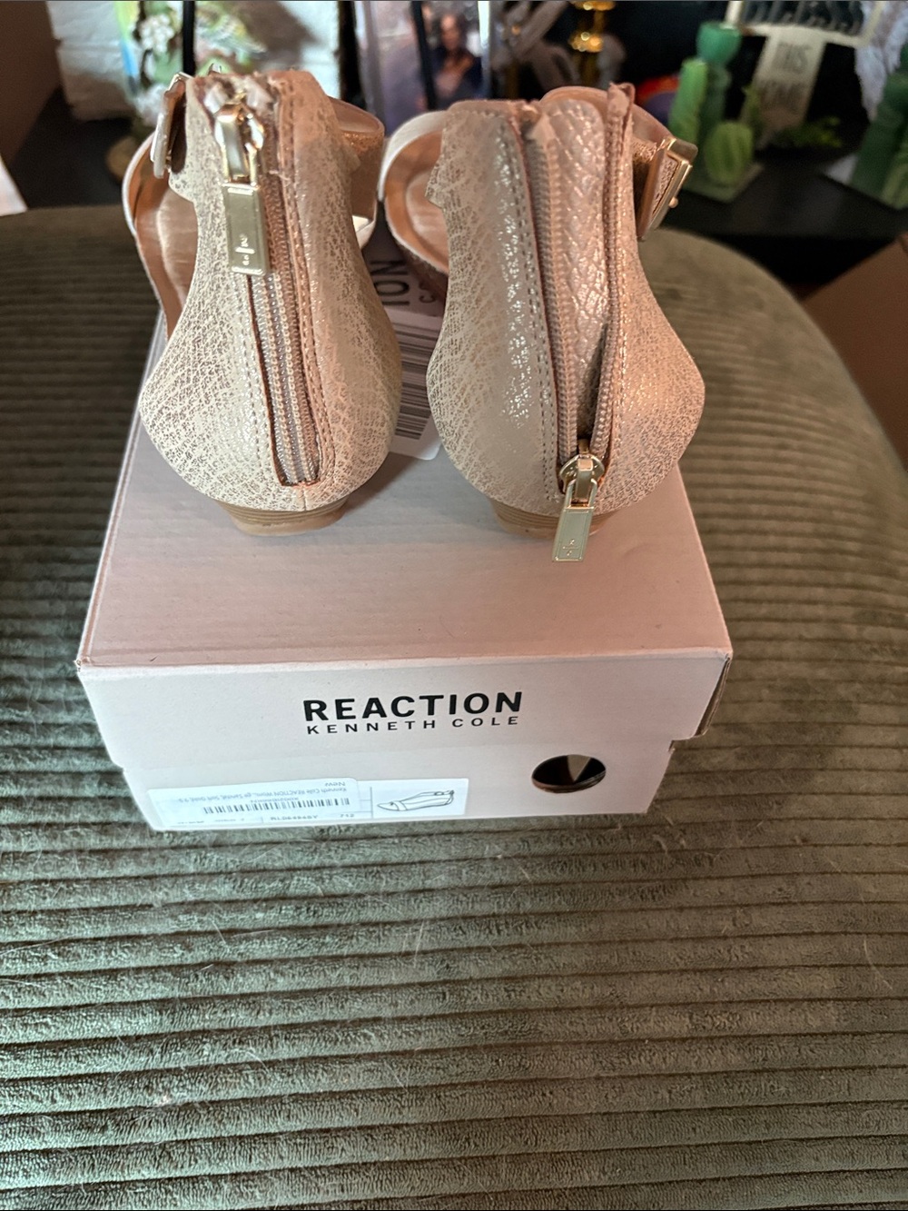 Wedge T-Strap Sandals in Light Beige by Reaction - Picture 3 of 6